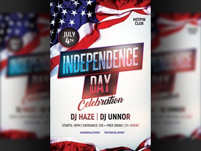 Independence Day Party Flyer 4th july flyer 4th of july 4th of july flyer american american flag celebration club flyer event flag day flyer independence day memorial day