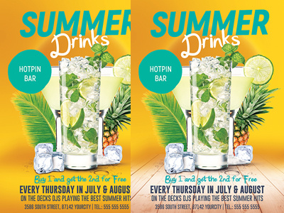 Summer Drinks Promotion Flyer Template