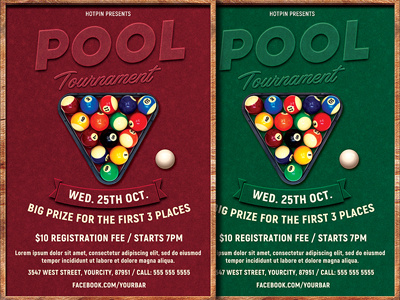 Billiards Pool Tournament Flyer Template