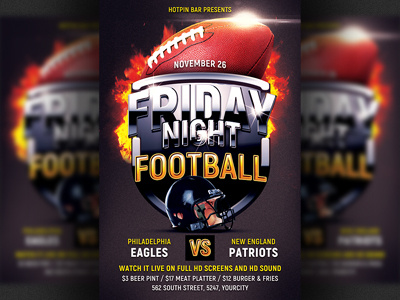 American Football Flyer Template american football college football fantasy football football football fantasy football flyer football playoff game day kickoff league monday nfl nfl flyer super bowl superbowl flyer