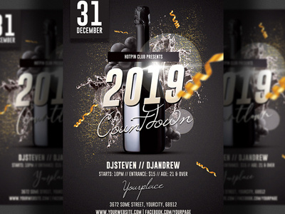 New Years Eve Flyer Template advertising classy merry christmas new year new year 2019 new year party new year party flyer new years eve nightclub nye party party flyer post poster text gold vip party xmas