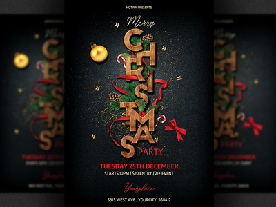 Elegant Christmas Party Flyer Template by Hotpin on Dribbble