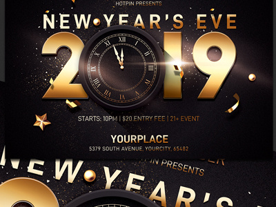 New Years Eve Flyer Template 2019 party christmas party club flyer dj flyer flyer design gold merry christmas new year new year 2019 new year countdown new year invitation new year party new year party flyer new years eve nightclub nye nye flyer nye invitation party