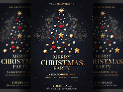 Christmas Flyer Invitation christmas flyer christmas invitation christmas night christmas party christmas poster christmas template classy elegant flyer design holiday invitation merry christmas new new year new years eve nye party party flyer photoshop red