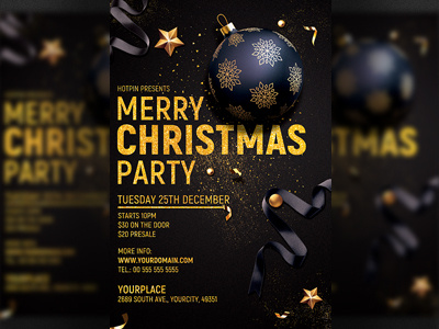 Christmas Party Flyer Invitation christmas flyer christmas invitation christmas night christmas party christmas poster christmas template classy club flyer elegant flyer design gold holiday invitation merry christmas new new year new years eve nye party flyer photoshop