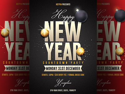 New Years Eve Psd Flyer 2019 party christmas party club flyer dj flyer flyer design gold merry christmas new year new year 2019 new years eve nightclub nye nye flyer nye invitation party party flyer poster