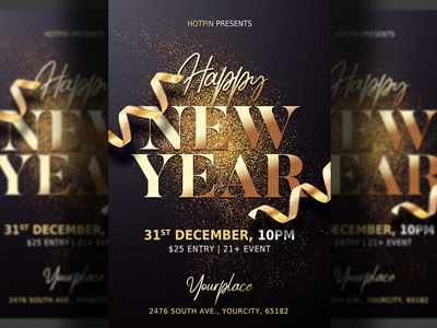 New Year Eve Flyer Template flyer design gold merry christmas new year new year 2019 new year countdown new year invitation new year party new year party flyer new years eve nightclub nye nye flyer nye invitation party party flyer