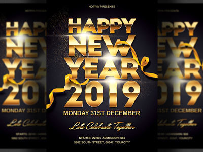 New Years Eve Party Flyer christmas party club flyer dj flyer flyer design gold merry christmas new year new year 2019 new year countdown new year invitation new year party new year party flyer new years eve nightclub nye nye flyer nye invitation party party flyer