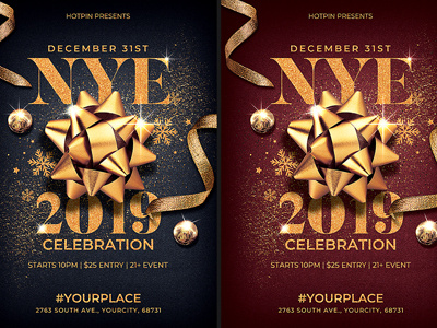 New Year Flyer Invitation Template christmas party club flyer dj flyer flyer design gold merry christmas new year new year 2019 new year countdown new year invitation new year party new year party flyer new years eve nightclub nye nye flyer nye invitation party party flyer
