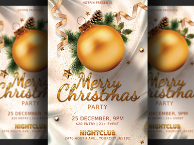 Christmas Party Flyer Template advertising christmas flyer christmas invitation christmas party christmas poster christmas template classy club flyer design elegant event flyer design gold invitation merry christmas new new year new years eve nye party flyer