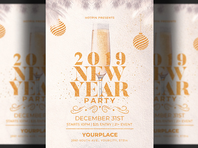 New Year Party Flyer Template christmas party club flyer dj flyer flyer design gold merry christmas new year new year 2019 new year countdown new year invitation new year party new year party flyer new years eve nightclub nye nye flyer nye invitation party party flyer