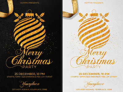 Christmas Invitation Party Flyer Template christmas christmas ball christmas bash christmas card christmas eve christmas invitation christmas tree club flyer event flyer holiday invitation new year night club nightclub party red red christmas white christmas xmas