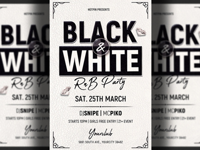Black And White Party Flyer Template advertising classy club flyer cocktail flyer cocktail party design elegant flyer design flyer template hip hop flyer invitation party flyer promotion psd psd template rnb flyer rnb party summer flyer summer party template