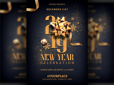 New Year Eve Invitation Flyer Template club flyer flyer flyer design gold invitation new year new year 2019 new year countdown new year invitation new year party new year party flyer new years eve nightclub nye nye flyer nye invitation party party flyer poster promotion