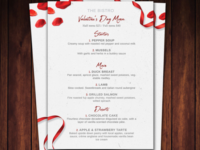 Valentines Day Menu Template