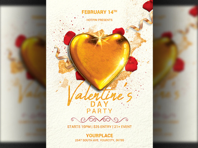 Valentines Day Flyer Template psd template invitation st valentines valentines day poster valentines day invitation valentines day bash valentines day template valentines day flyer saint valentines red poster party flyer modern heart gold flyer design design club flyer classy