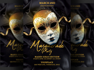 Masquerade Party Flyer Mardi Gras Template