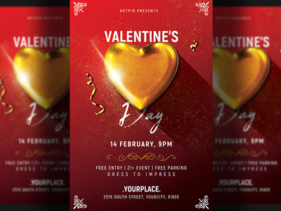 Valentines Day Party Flyer Template valentines day card valentines day bash valentines day template st valentines saint valentines red psd template poster party flyer modern invitation heart gold flyer template flyer design elegant design club flyer classy
