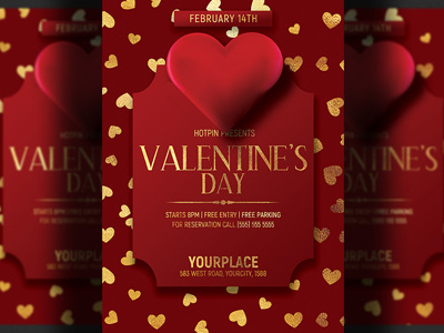 Valentines Day Flyer Template valentines day card valentines day bash valentines day template st valentines saint valentines red psd template poster party flyer modern invitation heart gold flyer template flyer design elegant design club flyer classy