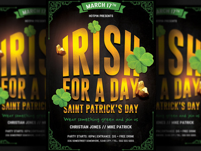 Saint Patrick Day Flyer Template club club flyer event flyer template gold green irish lucky party party flyer print psd pub saint paddys saint patricks saint patricks day st paddys party st patricks flyer st patricks party template