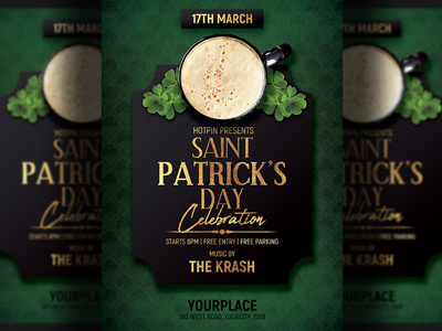 Saint Patrick Day Flyer Template club flyer flyer template gold green irish lucky party party flyer print psd psd template pub saint paddys saint paddys day saint patricks saint patricks day st paddys party st patricks flyer st patricks party template