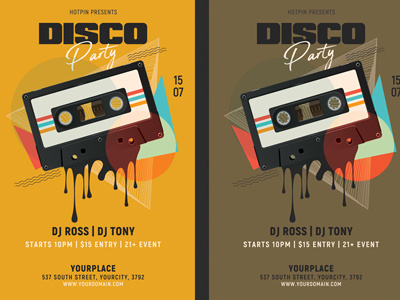 Retro Night Party Flyer Template 80s flyer 90s 90s flyer advertising club club flyer design disco flyer disco party effect event grunge hipster instagram instagram flyer instagram post invitation music party flyer poster