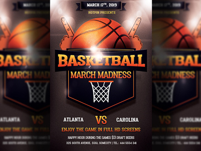 Basketball March Madness Flyer Template basketball college college basketball court design euro league event flyer template hoop march madness nba playoff playoffs post poster slam dunk sport sports bar template tournament