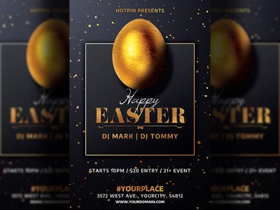 Easter Party Flyer Invitation Template club flyer design easter easter egg hunt easter flyer easter party easter poster event flyer design flyer template gold invitation modern party flyer promotion psd spring template