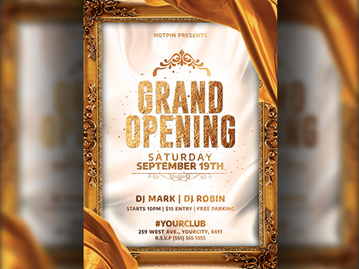 Grand Opening Flyer Template flyer design girls night glamour grand opening grand opening flyer grand opening invitation invitation ladies night party flyer flyer poster promotion psd template summer flyer summer party flyer template white and gold white party