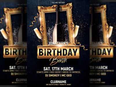 Birthday Bash Party Flyer Template by Hotpin on Dribbble