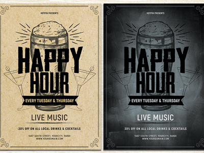 Happy Hour Flyer Template advertising bar beer beer promotion brewery design drink drinks flyer design flyer template happy hour leaflet modern octoberfest oktoberfest organic beer party poster promotion