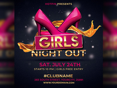 Girls Night Party Flyer Template by Hotpin on Dribbble