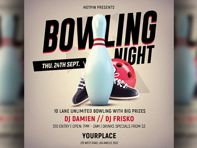 Bowling Flyer Template advertising bowling bowling flyer bowling invitation bowling party bowling tournament design event flyer design invitation party party flyer poster promotion psd template template