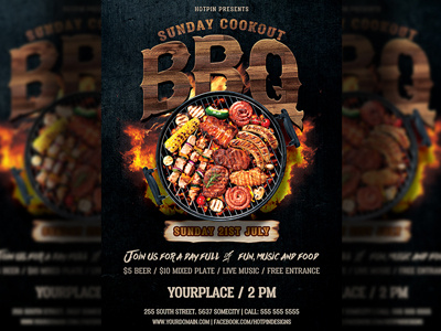 Bbq Barbecue Flyer Template barbecue flyer bbq bbq cookout bbq flyer bbq restaurant beach party cookout event food grill grill restaurant independence day independence day bbq party picnic pool party pub restaurant spring summer