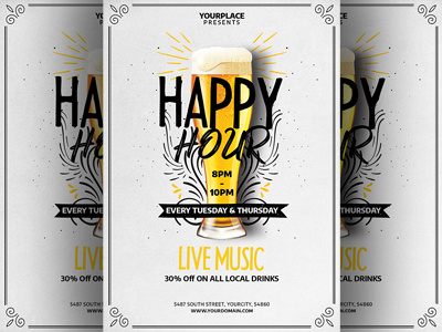 Happy Hour Flyer Template restaurant pub promotion poster party oktoberfest modern leaflet happy hour flyer template drinks drink design beer promotion beer ad beer bar flyer bar advertising a4 flyer