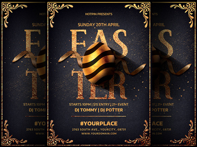 Easter Party Flyer Template advertising classy club flyer design easter easter flyer easter party easter poster elegant event gold invitation modern party flyer promotion psd spring template