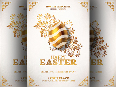 Elegant Easter Party Flyer Template advertising classy club club flyer design easter easter flyer easter party easter poster elegant event gold invitation modern party flyer promotion psd spring template