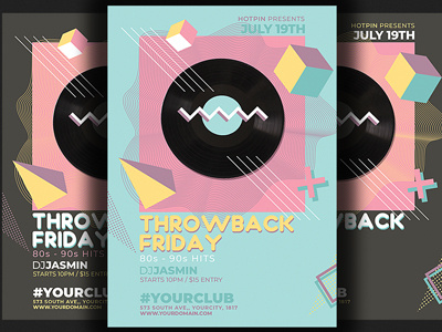 Throwback Fridays Party Flyer 80s 80s flyer 80s party 90s flyer 90s party 90s party flyer club flyer event invitation poster print promotion retro club retro event retro flyer retro party summer flyer summer party flyer template throwback flyer