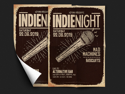 Indie Music Flyer Template advertising alternative band bar design festival flyer flyer template indie concert indie flyer indie night indie party indie rock live music flyer poster print psd rock template