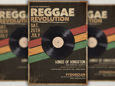 Reggae Flyer Template advertising band club flyer concert design event flyer flyer template party flyer photoshop poster promotion psd flyer reggae reggae band reggae concert reggae flyer reggae party reggae poster