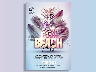Summer Party Flyer Template beach party flyer club flyer design event invitation party flyer pool party flyer poster promotion summer summer flyer summer party flyer template tropical flyer tropical party flyer