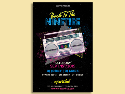 90s Retro Party Flyer Template template summer flyer retro party retro flyer retro event retro club psd template promotion print poster invitation event club flyer 90s party 90s flyer 80s party 80s flyer