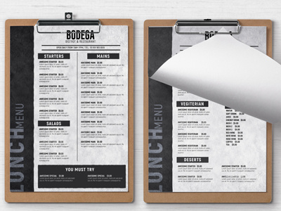 Clean Restaurant Food Menu Template bbq menu bistro menu burger cafe classic clean coffee creative delicious desserts drinks menu fast food food menu food menu flyer menu menu design menu template multipurpose pizza restaurant menu