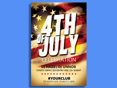 4th of July Independence Day Flyer Template party flyer party memorial day july 4th independence flyer independence day fourth of july flyer template fireworks firework event club flyer bbq barbecue american flag american 4th of july