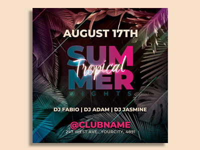 Summer Party Flyer Template beach party flyer club flyer design event invitation nightclub nightclub flyer party flyer pool party flyer poster promotion summer summer flyer summer party flyer template tropical flyer tropical party flyer