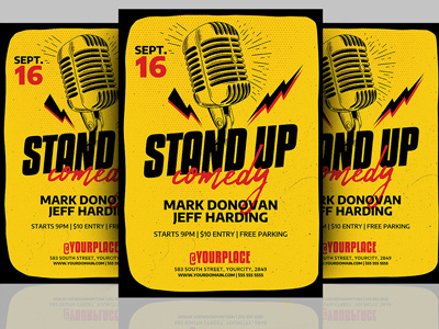 Stand Up Comedy Flyer Template club flyer comedy comedy flyer comedy show comedy show flyer design flyer design flyer template invitation karaoke karaoke flyer microphone open mic open microphone poster retro stand up comedy poster template