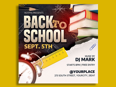 Back To School Party Flyer Template back 2 school club flyer college college party dance design event flyer hotpin invitation modern nightclub party pencil post poster print ready promotion psd school