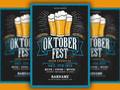 Oktoberfest Poster Flyer Template beer beer festival brewery event festival flyer german fest germany glass great invitation munich october october fest octoberfest oktober oktoberfest party flyer promotion template