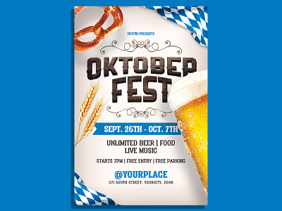 Oktoberfest Flyer Template bar bavaria beer beer festival brewery event festival flyer german germany great invitation munich october octoberfest oktober oktoberfest