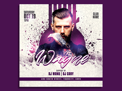 Dj Party Flyer Template club flyer concert concert flyer dj dj concert flyer dj flyer dj tour dubstep edm electro elegant event flyer template guest dj hip hop instagram invitation minimal mixtape